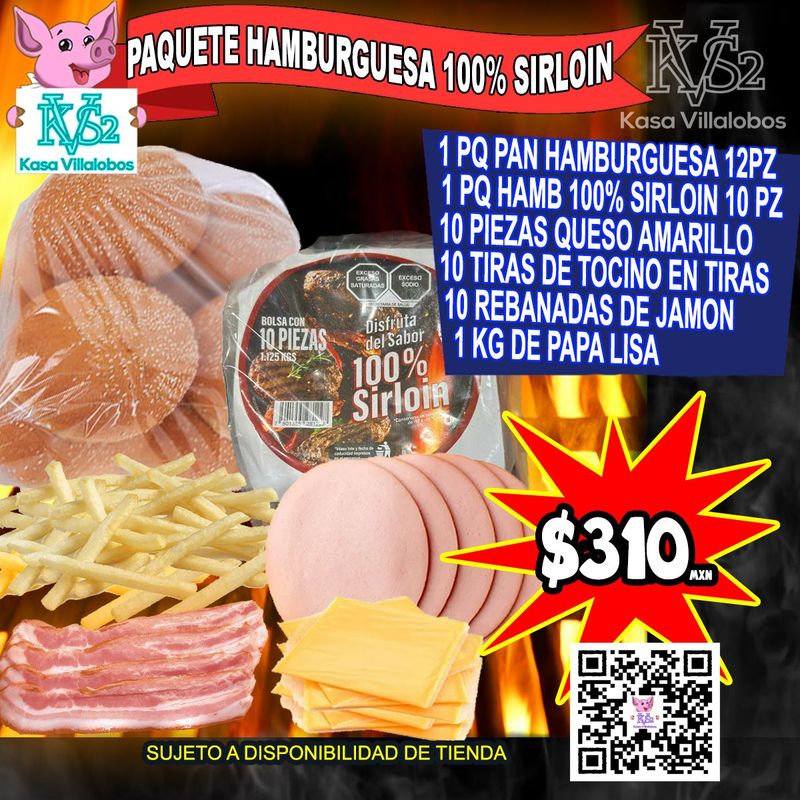 PAQUETE HAMBURGUESA 100% SIRLOIN