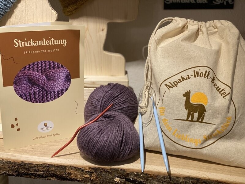 Strickset "Stirnband mit Zopfmuster"