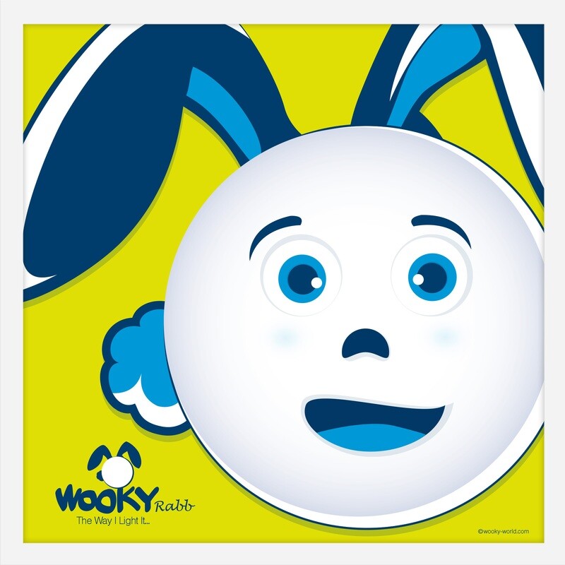 WOOKY Rabbit, Glow-in-the-Dark Picture with Re-stickable White Picture Frame