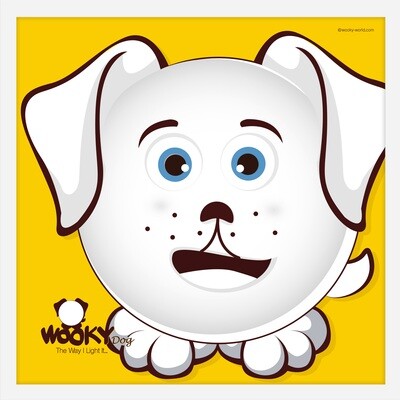 WOOKY Dog, Glow-in-the-Dark Picture with Re-stickable White Picture Frame