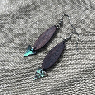 NZ Paua shell / rosewood earrings (5)