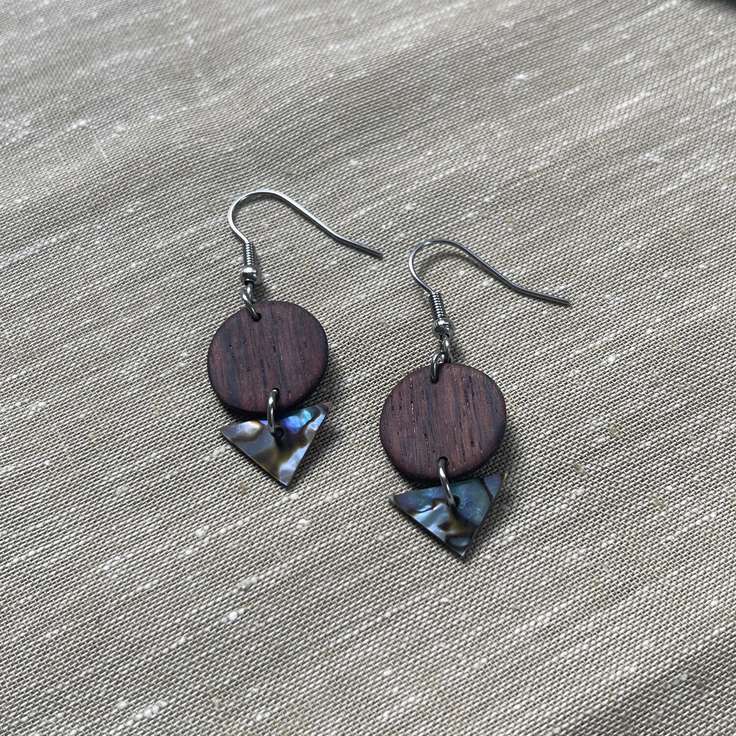 NZ Paua shell / rosewood earrings (7)