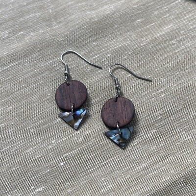 NZ Paua shell / rosewood earrings (7)
