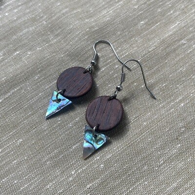 NZ Paua shell / rosewood earrings (3)