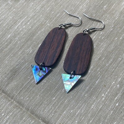 NZ Paua shell / rosewood earrings (2)