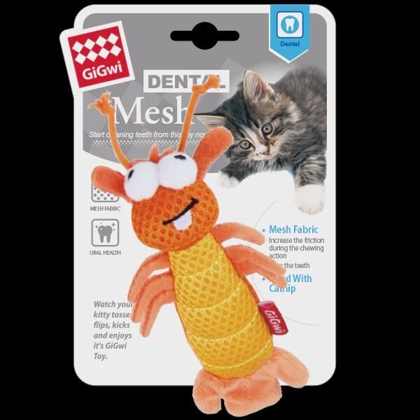 GiGwi Dental Mesh Catnip Cat Toy Shrimp