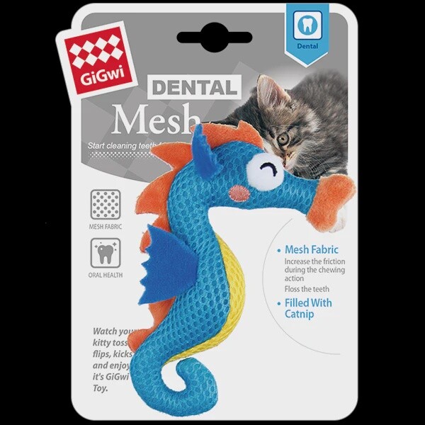 GiGwi Dental Mesh Catnip Cat Toy Seahorse