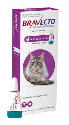 Bravecto Spot-On Lge Cat 6.25 to 12.5kg