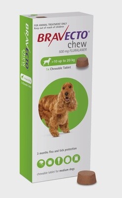 Bravecto Chewable tab Med Dog 10-20kg