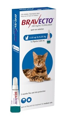 Bravecto Spot-On Med Cat 2.8 to 6.25kg