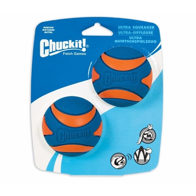 Ultra Squeaker Ball Med - 2pk