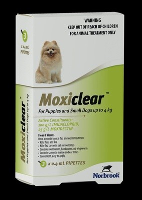 Moxiclear Small Dog &amp; Puppy 0-4kg 3pk