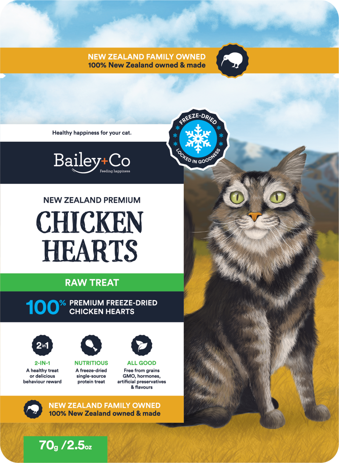 New Zealand Premium Chicken Heart Raw Treat 70g