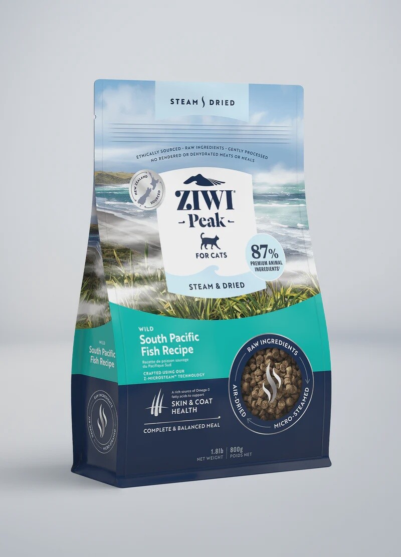 Ziwi Peak Steam &amp; Dried - Wild South Pacific Fish Cat food Recipe, Size: 800g
