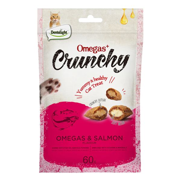 Dentalight Crunchies Cat Treat Omegas &amp; Salmon Flavour 60g