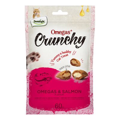 Dentalight Crunchies Cat Treat Omegas &amp; Salmon Flavour 60g