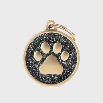 Shine Gold Circle Black Paw Large