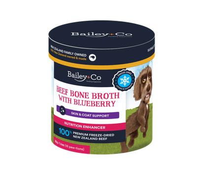 Bailey+Co Beef Bone Broth with Blueberry – Skin &amp; Coat support 30g (15 Paws)