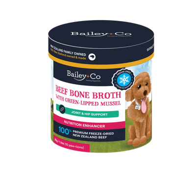Bailey+Co Beef Bone Broth with Green Lipped Mussel – Joint &amp; Hip support 30g (15 Paws)