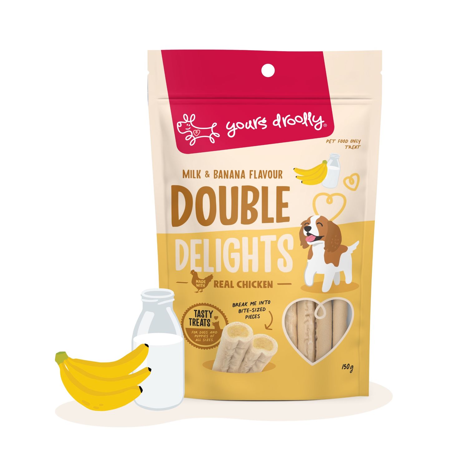 Yours Droolly Double Delights Milk &amp; Banana 150g