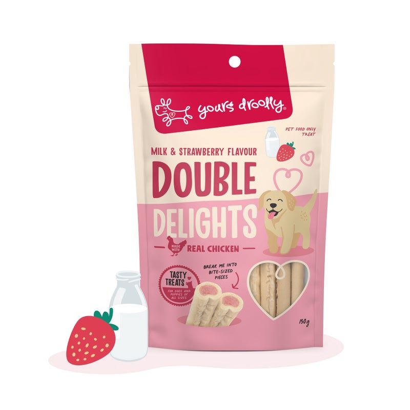 Yours Droolly Double Delights Milk &amp; Strawberry 150g