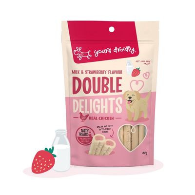 Yours Droolly Double Delights Milk &amp; Strawberry 150g