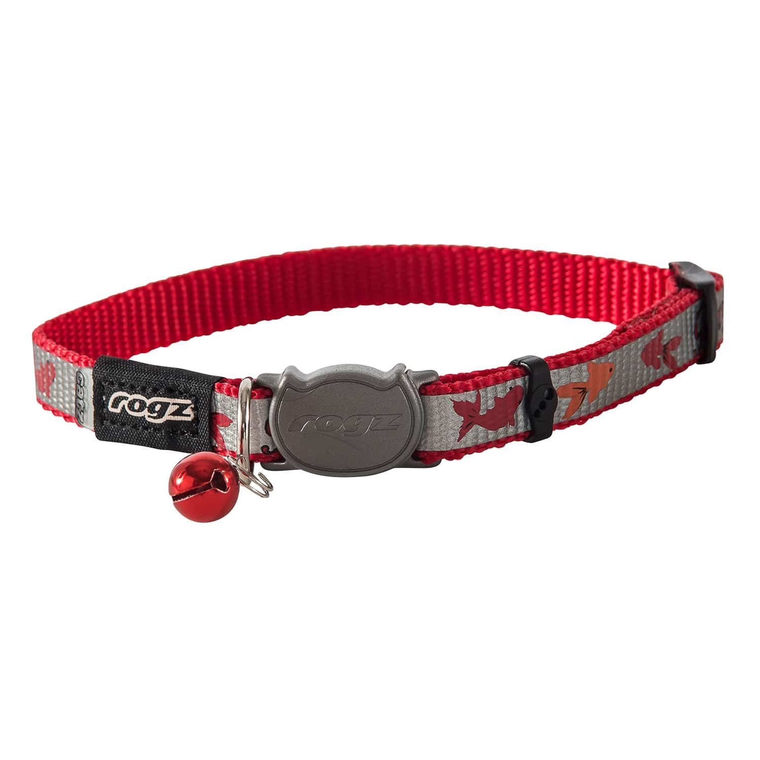 Rogz Reflecto Cat Safety Collar - Red Fish, Size: xsmall
