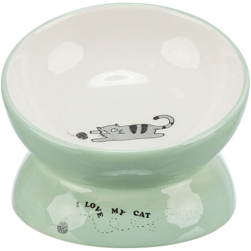 Raised Cat Bowl - Sage 13cm