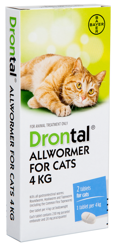 Drontal Cat Tablets All Wormer 4kg 2pk