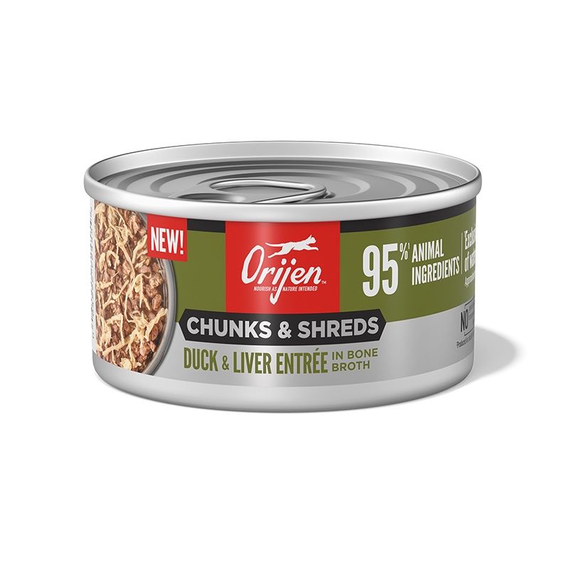 ORIJEN Chunks &amp; Shreds, Duck &amp; Liver Entrée - Wet Cat Food, Size: 85g