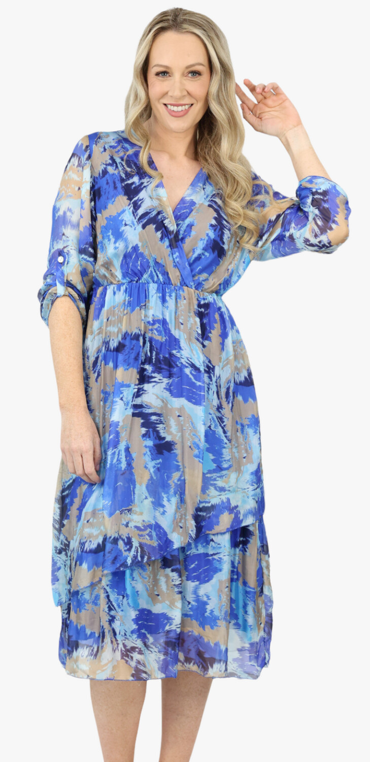 Fabuler Mary silk dress, Colour: Blue, Size: S