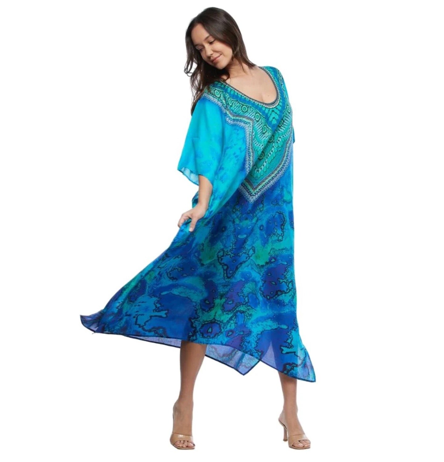Claire Powell Long Kaftan, Colour: Reef, Size: One Size