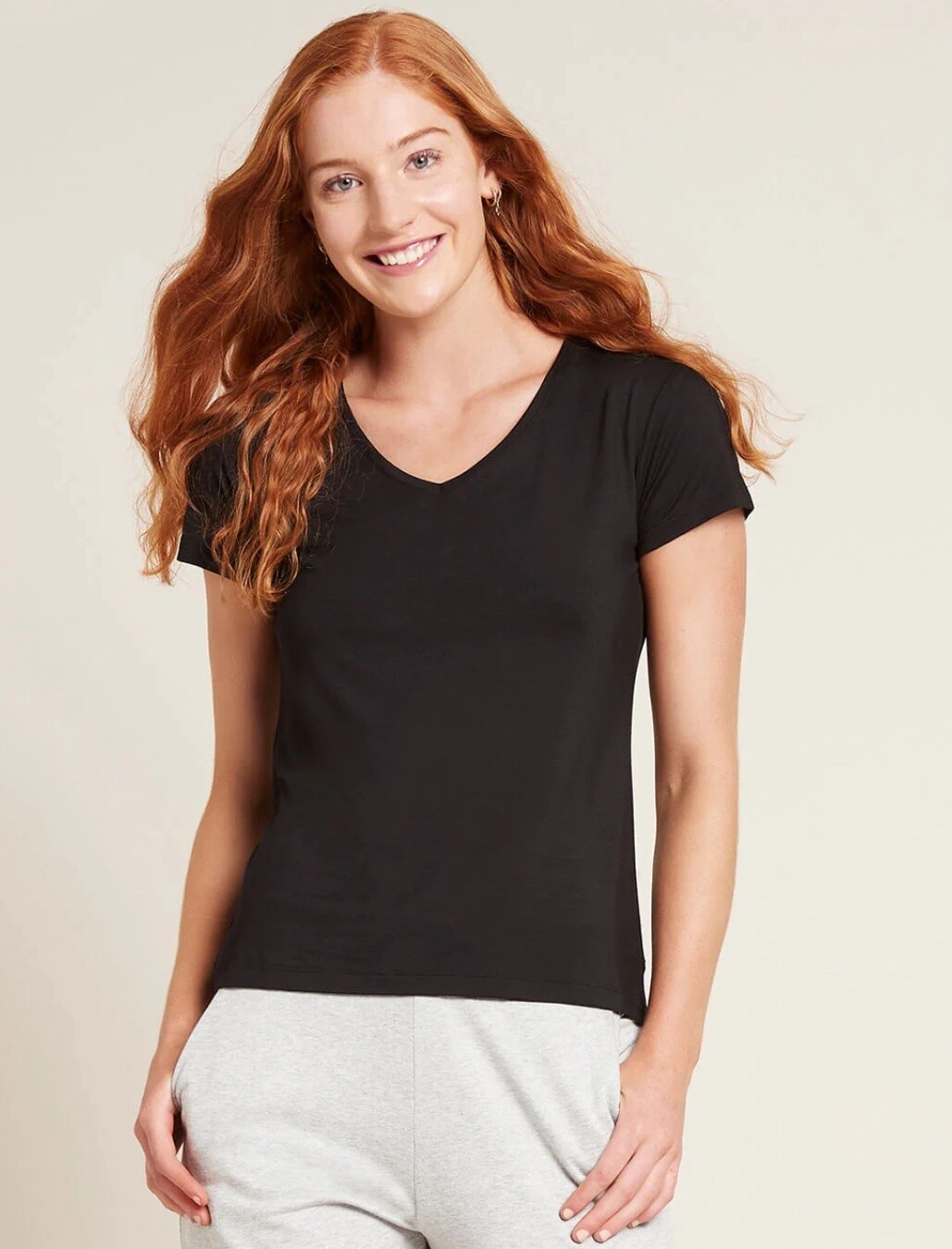 Boody Women’s V Neck T-Shirt, Colour: Black, Size: S
