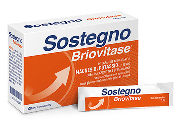 Sostegno Briovitase® Magnesio e Potassio con Ferro, Creatina, Carnitina e  Beta-Alinina14 bustine