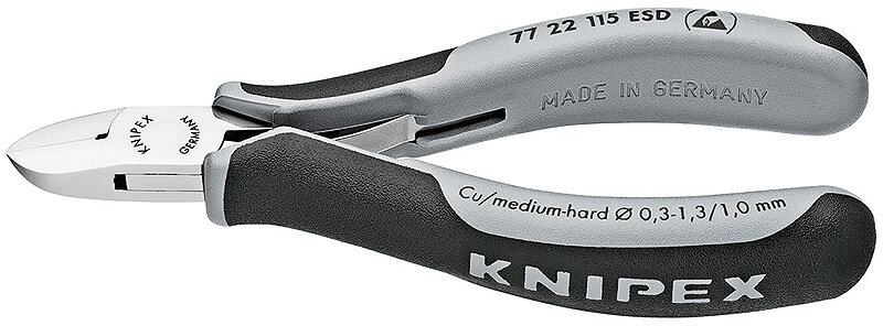 KNIPEX Asknaibles elektronikai ESD (antistatiskas) DIN ISO 9654, 115 mm, 7722115 ESD