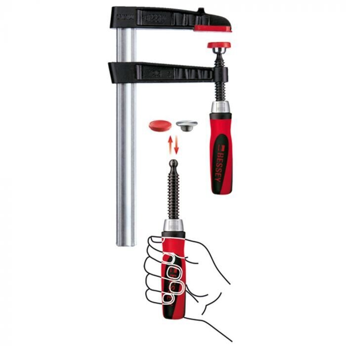 BESSEY spīle TG16-2K 160/80mm no kaltā čuguna ar divkomponentu plastmasas rokturi