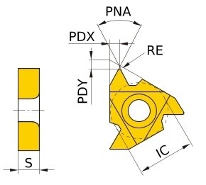 MITSUBISHI MATERIALS plāksnīte 14-8vij./'' MMT16ERG55 VP15TF, nepilns profils 55°, G-klase
