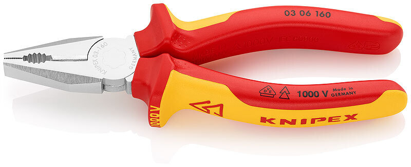 KNIPEX Kombinētas plakanknaibles 60HRC, 1000V DIN ISO 5746, IEC 60900, DIN EN 60900, 200 mm, art. 0306200 KNI