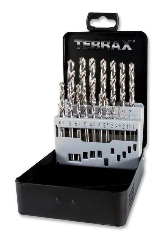 RUKO TERRAX Spirālurbju komplekts DIN 338, tips N, HSS-G, metāla kārbā, 19 gab.