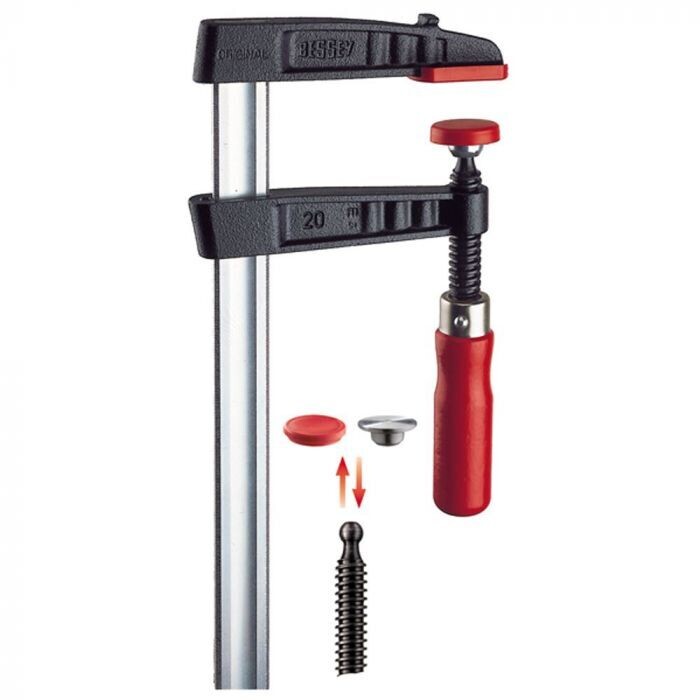 BESSEY spīle TG30S12-2K 300/120mm no kaltā čuguna ar koka rokturi