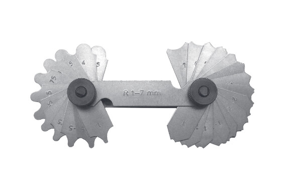 MIB Messzeuge radiusa mērs, 7.5-15.0mm, 2x16 asmeņi, tērauda, 08085016