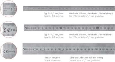 MIB Messzeuge lineāls, 1000mm, prof. 30x1,0mm, elastīgā tērauda, EG klase II, DIN 2014/32/EU, 07074032