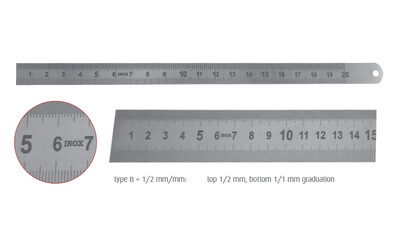 MIB Messzeuge lineāls, 1000mm, prof.18x0,5mm, nerūsējošā tērauda, Inox, 07074084