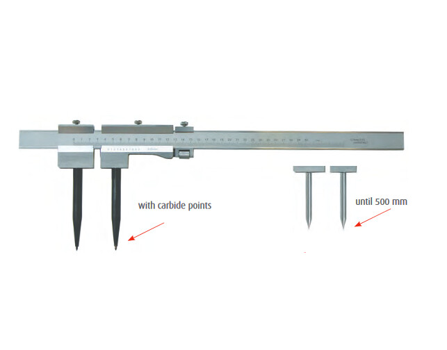 MIB Messzeuge aizzīmēšanas bīdmērs 300mm, INOX tērauda, satīna hromēts, ar HM punktiem, art. 04056005