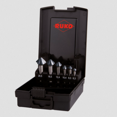 RUKO Zeņķeru komplekts HSSE-Co 5 RUnaTEC, 6.3-20.5mm, DIN 335, C tips, 90 °, plastmasas kārbā, 6 gab.