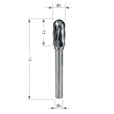 RUKO borfrēze 6 mm cietkausējuma forma C (WRC) ALUMĪNIJAM