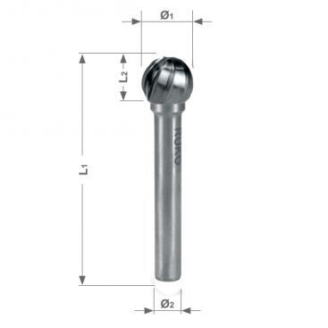 RUKO borfrēze 12 mm cietkausējuma forma D (KUD) ALUMĪNIJAM
