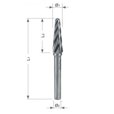 RUKO borfrēze 10 mm cietkausējuma forma L (KEL) ALUMĪNIJAM