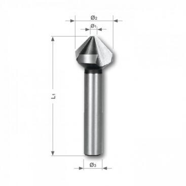 RUKO zeņķeris 6.3 mm ar cilindrisku stiprinājumu DIN335, forma C 90°