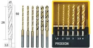 HSS spirālurbji Ø 1.5-4mm, 6gab, komplekts, PROXXON MICROMOT System, smalkmehāniķiem